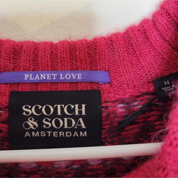 Scotch & Soda Cable knit Fair Isle sweater in Cosmic Pink - Picture 4 of 9